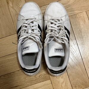 Adidas Men's White Sneakers with Black Stripes